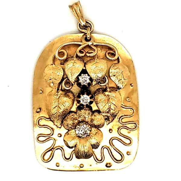 Vintage 21kt Yellow Gold and Diamond Pendant