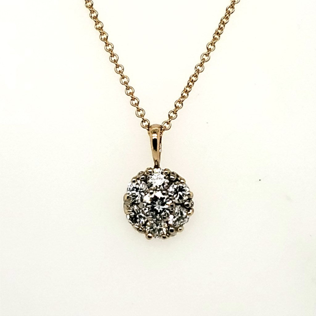 14kt White Gold Round Diamond Pendant Neckalce