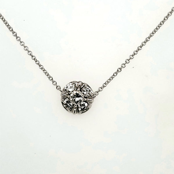 14kt White Gold Round Diamond Pendant Neckalce