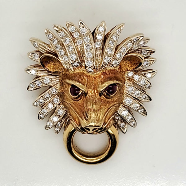 Vintage Signed Vintage Adler Lions Head Pendant/Enhancer