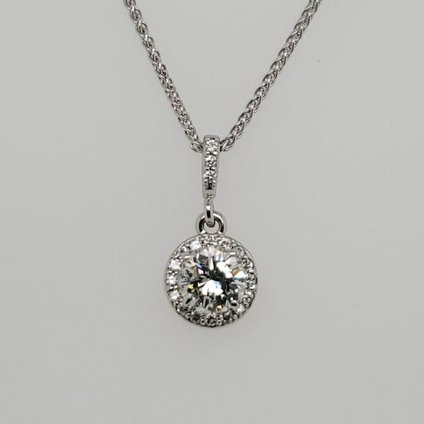 14Kt White Gold .55 Carat Round, Brilliant Cut Diamond Pendant