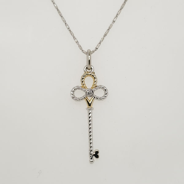 14kt Gold andDiamond Key Pendant Necklace