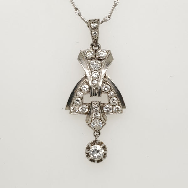Art Deco Platinum and Diamond Pendant Necklace