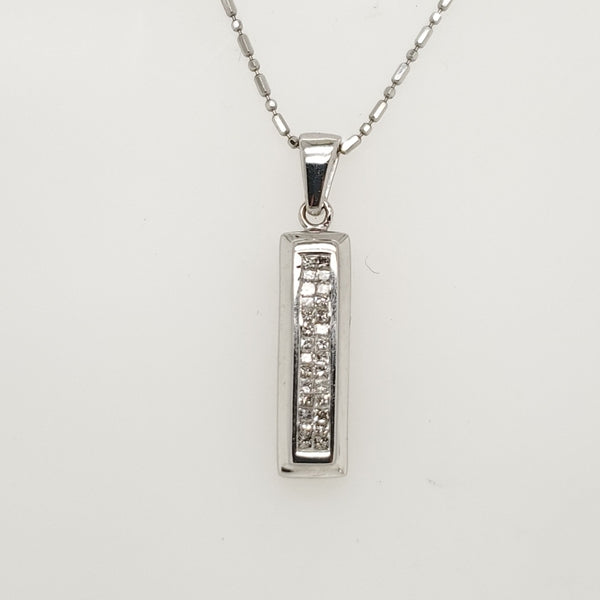 14kt White Gold Invisible Set Princess Cut Diamond Pendant