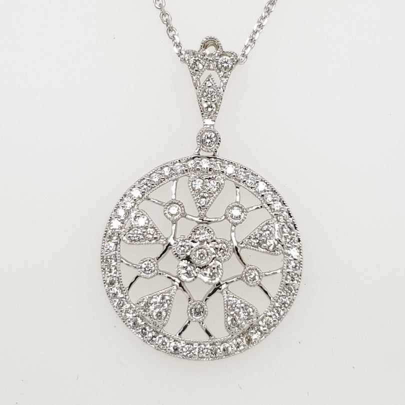 14kt White Gold and Diamond Spiral Pendant