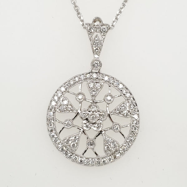 14kt White Gold and Diamond Spiral Pendant