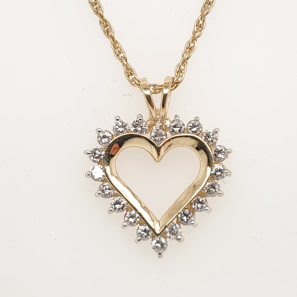 14kt Yellow Gold and Diamond Heart Pendant