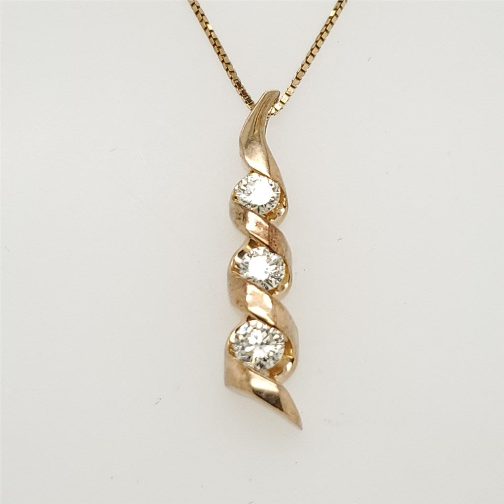 14kt Yellow Gold Three Diamond Journey Pendant
