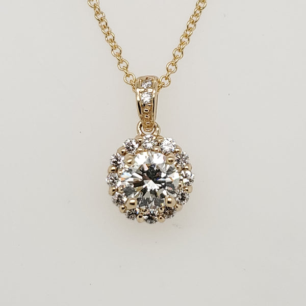 .83 Carat Round Brilliant Cut Diamond Pendant in 14Kt Yellow Gold