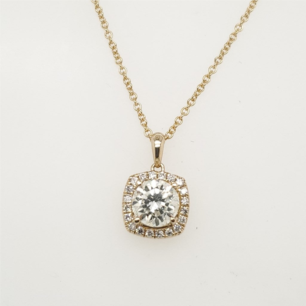 1.15 Carat Round Brilliant Cut Diamond Pendant in 14Kt Yellow Gold