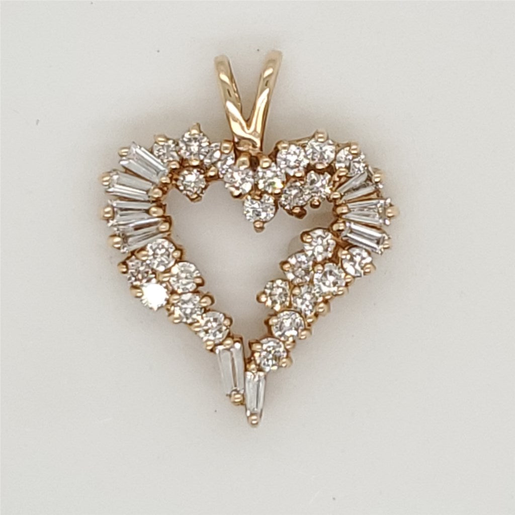 14kt yellow gold 1.00 carat total weight diamond heart pendant
