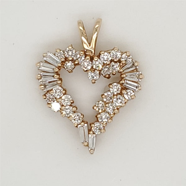 14kt yellow gold 1.00 carat total weight diamond heart pendant