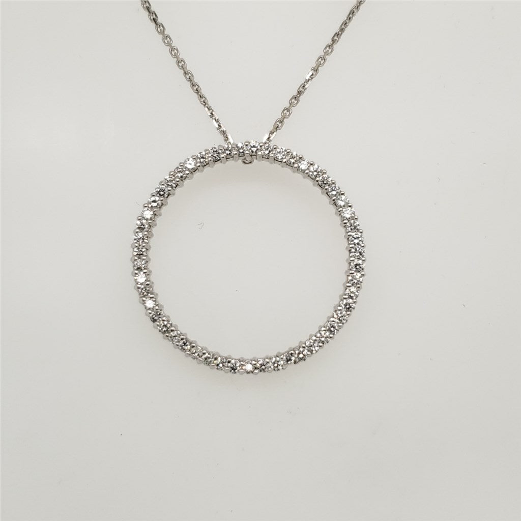 14Kt White Gold And Diamond Circle Pendant