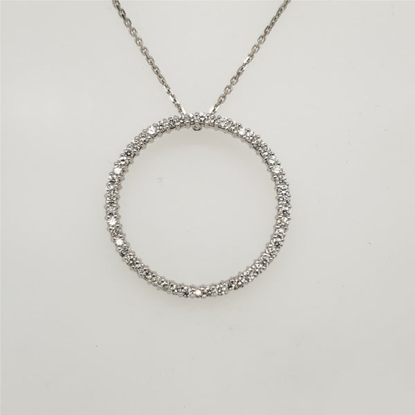 14Kt White Gold And Diamond Circle Pendant