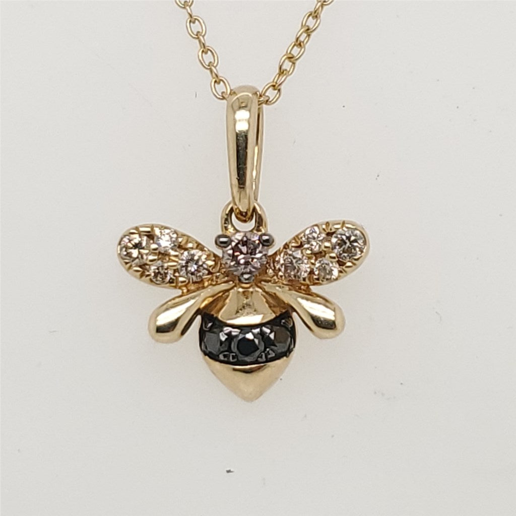 Pre-owned LeVian 14kt Yellow Gold and Diamond Bee Pendant
