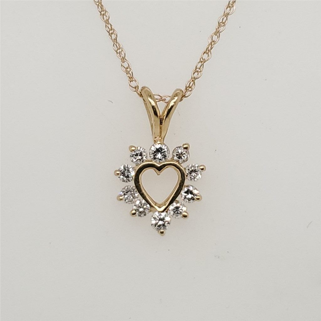 14kt Yellow Gold and Diamond Heart Pendant