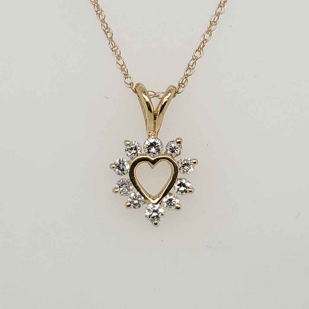 14kt Yellow Gold and Diamond Heart Pendant