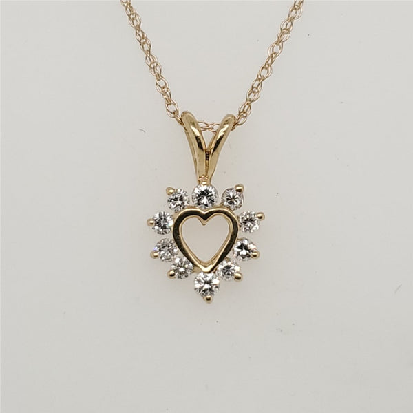 14kt Yellow Gold and Diamond Heart Pendant