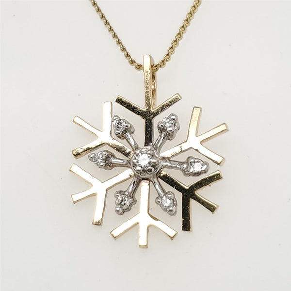 14kt Yellow Gold Snowflake Pendant Necklace