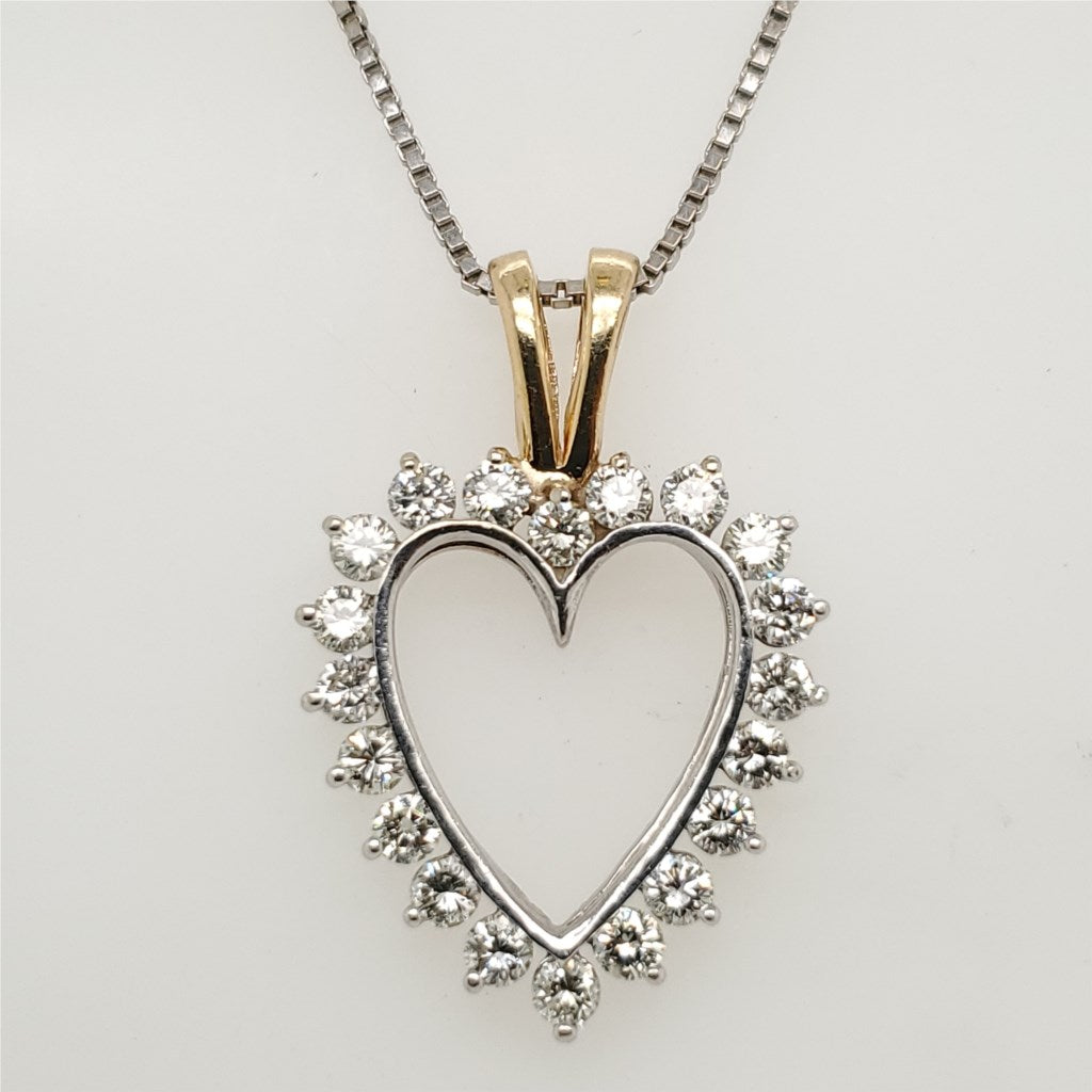 14Kt Gold 2.00 Carat Total Weight Diamond Heart Pendant