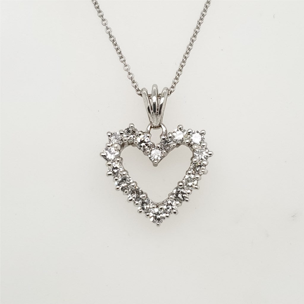 1.00 carat total weight diamond heart pendant