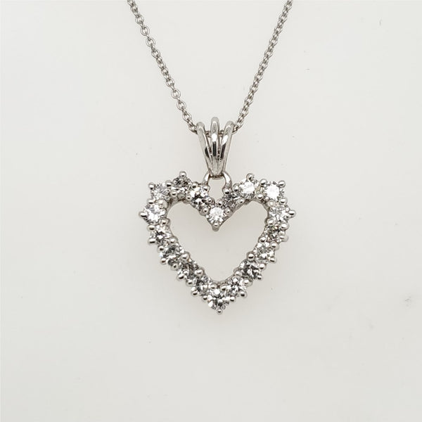 1.00 carat total weight diamond heart pendant