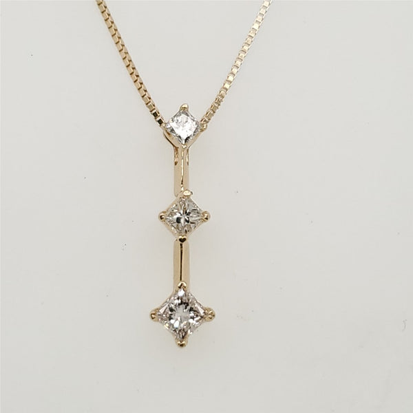 14Kt Yellow Gold One Princess Cut Diamond Journey Pendant