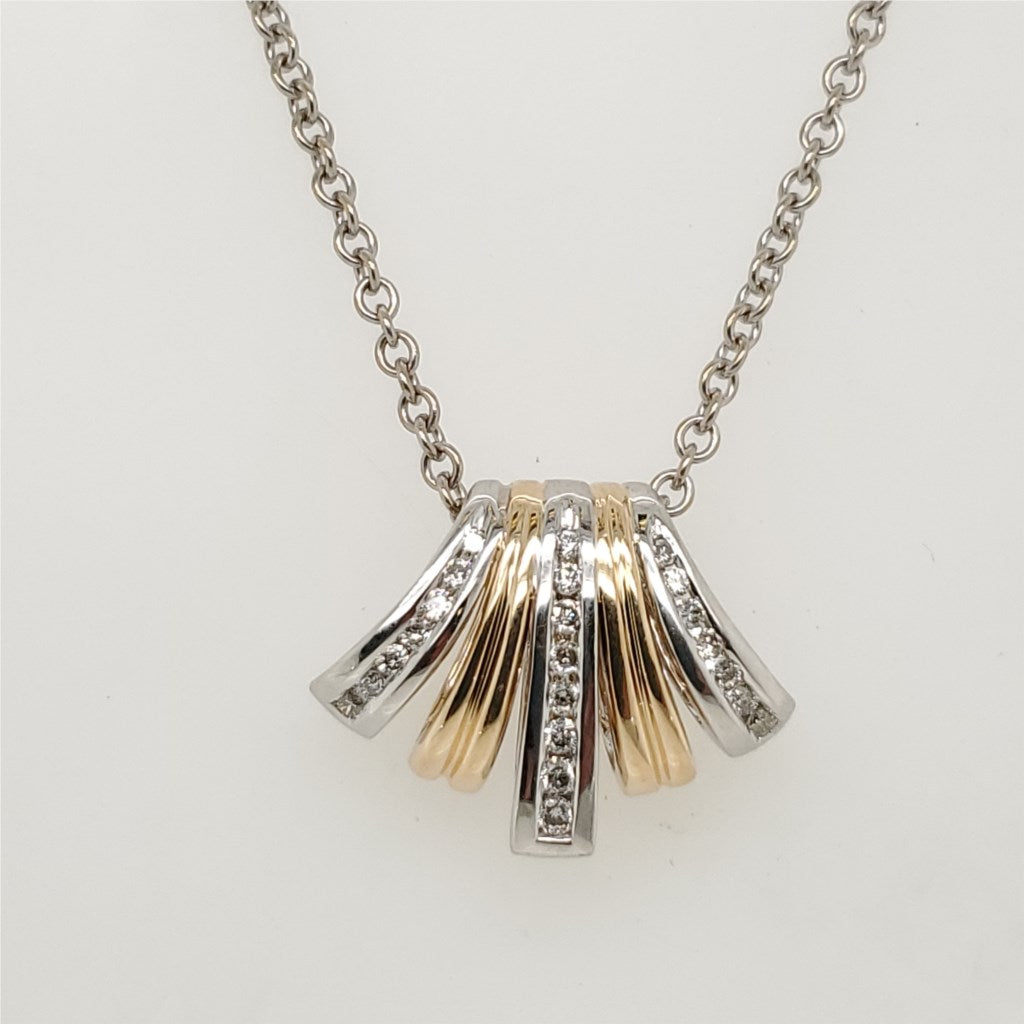 14kt White and Yellow Gold Diamond Pendant Necklace