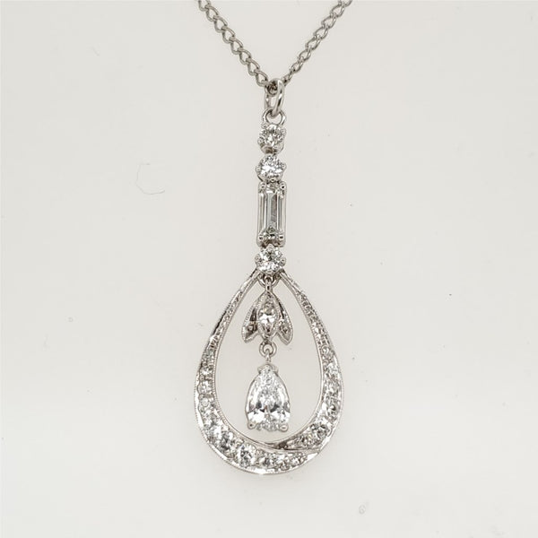 Vintage Platinum and Diamond Pendant Necklace