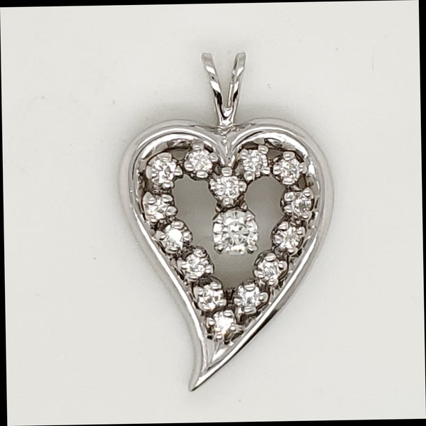 14kt White Gold Diamond Heart Pendant