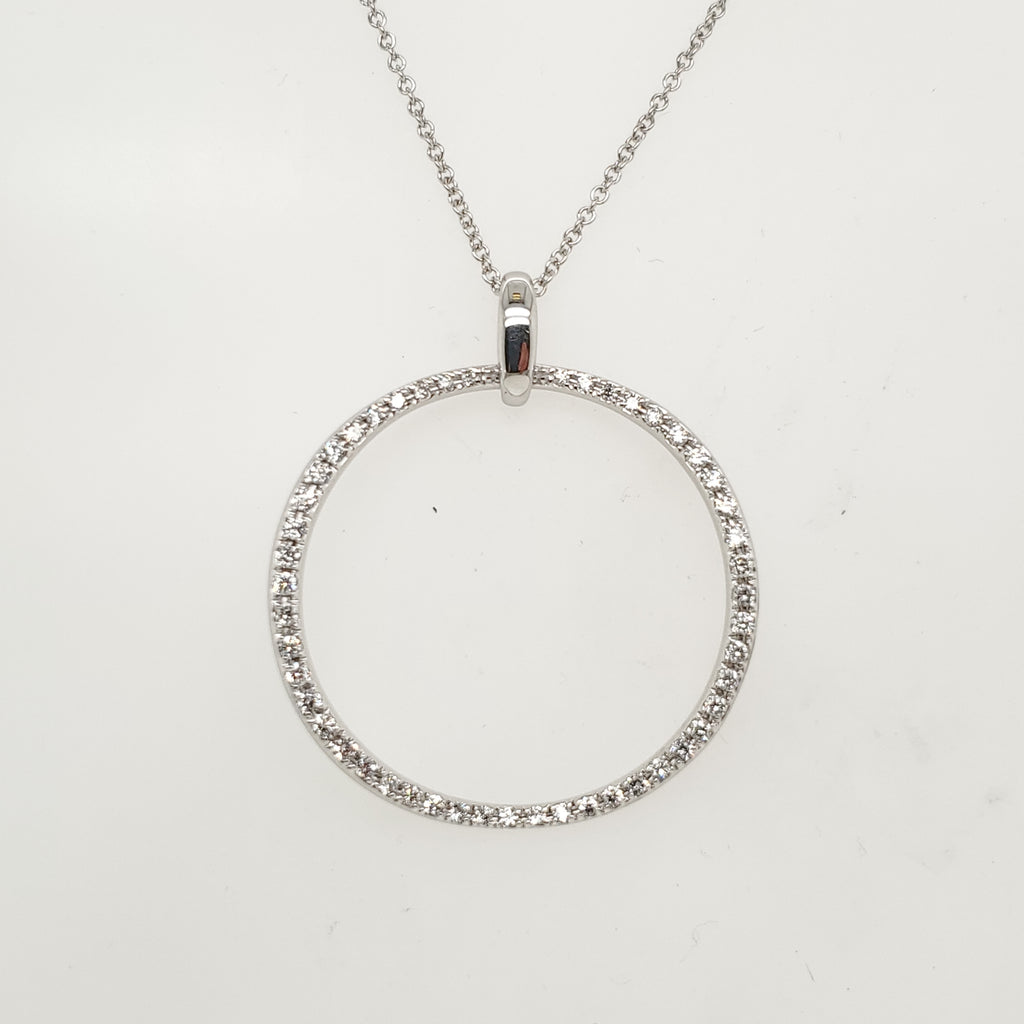 18Kt White Gold And Diamond Circle Pendant