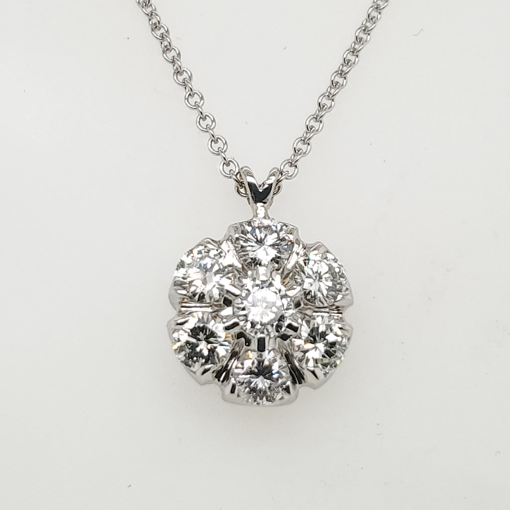 14kt White Gold 2.00 Carat Round Diamond Pendant