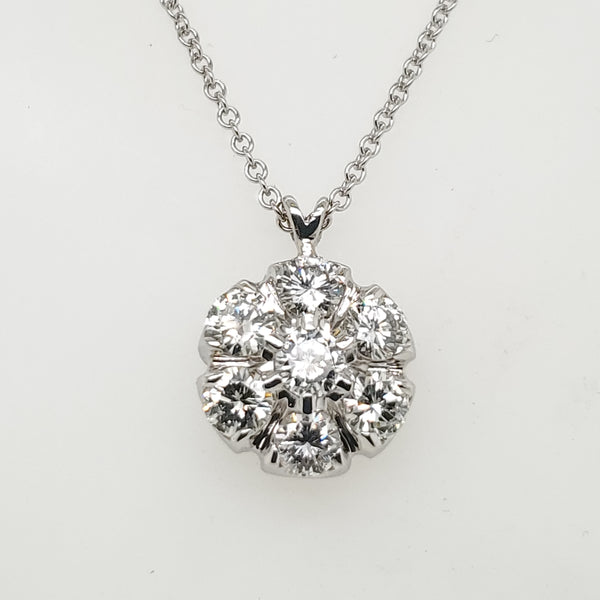 14kt White Gold 2.00 Carat Round Diamond Pendant