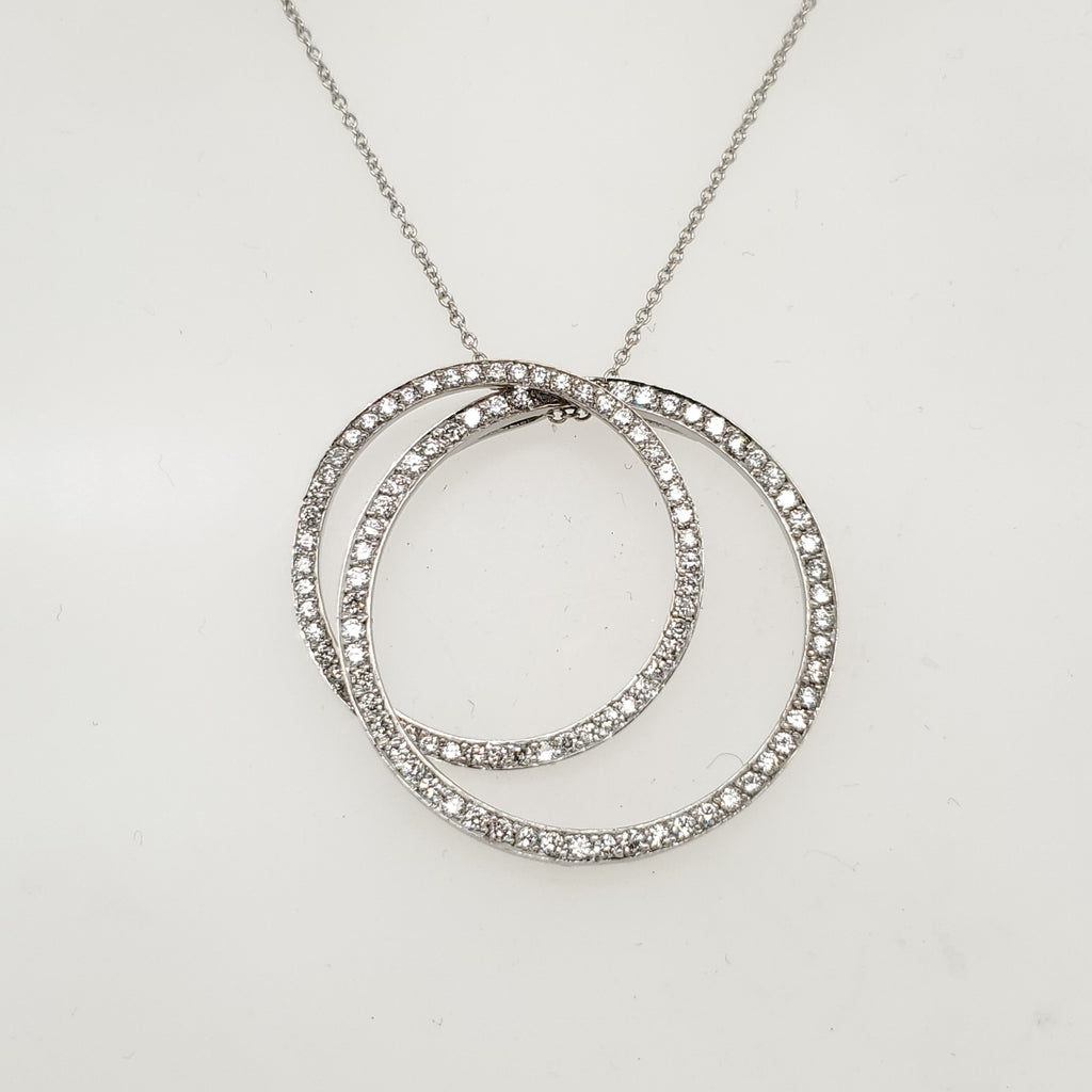 Roberto Coin 18Kt White Gold Diamond Double Circle Pendant