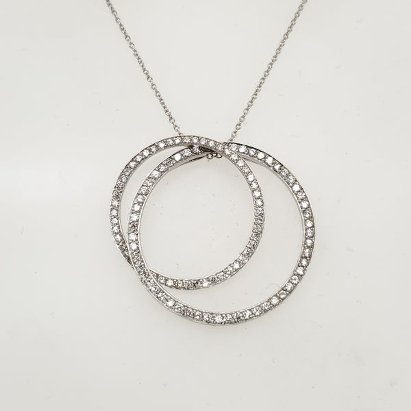 Roberto Coin 18Kt White Gold Diamond Double Circle Pendant