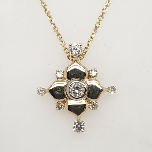 14kt Yellow Gold Diamond Pendant Necklace