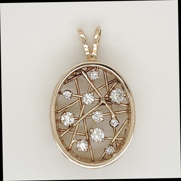 Modernist 14kt Yellow Gold Diamond Pendant