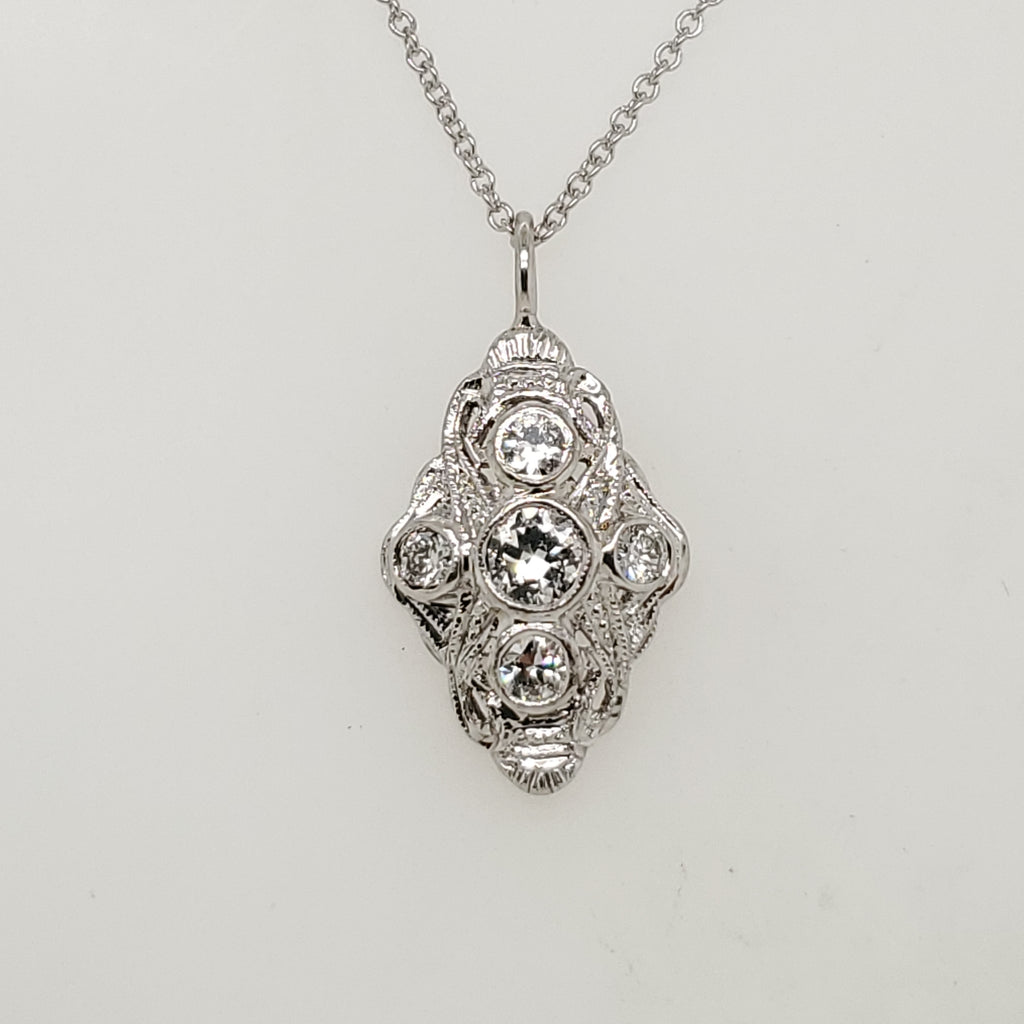Art Deco 14Kt White Gold And Diamond Pendant