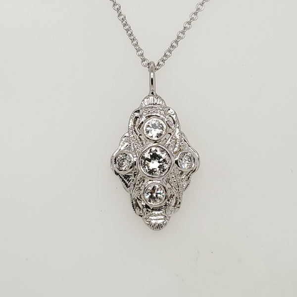 Art Deco 14Kt White Gold And Diamond Pendant