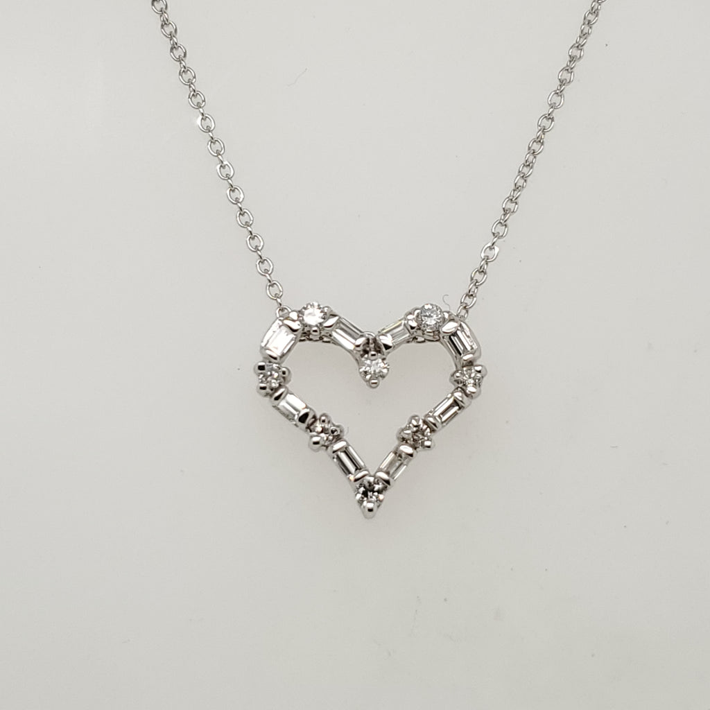 14Kt White Gold Diamond Heart Pendant