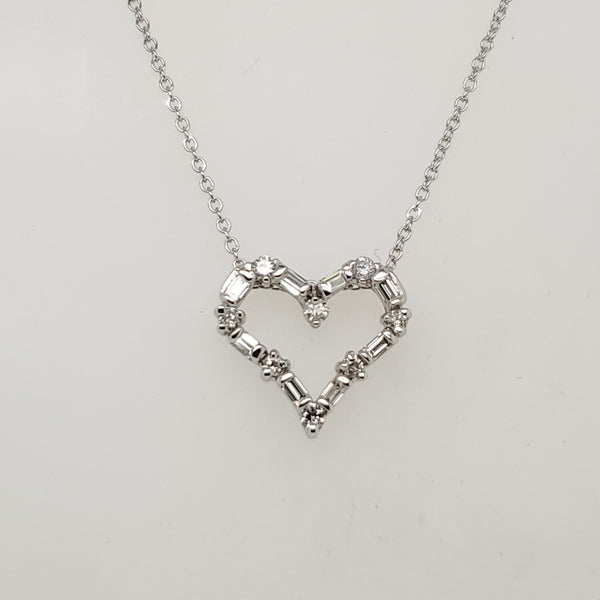 14Kt White Gold Diamond Heart Pendant