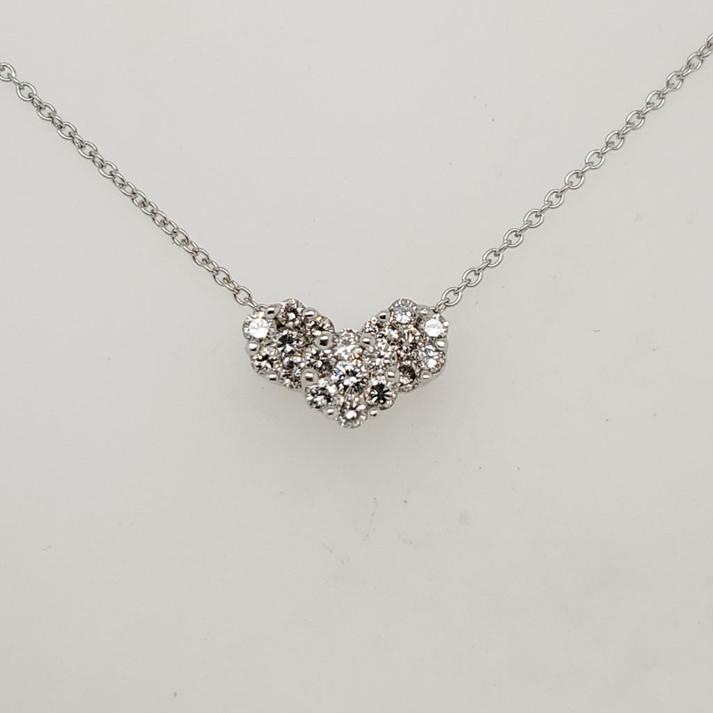 14kt White Gold Round Diamond Pendant Neckalce