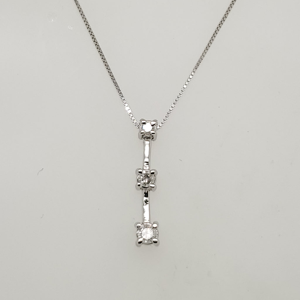 14kt White Gold Three Diamond Journey Pendant