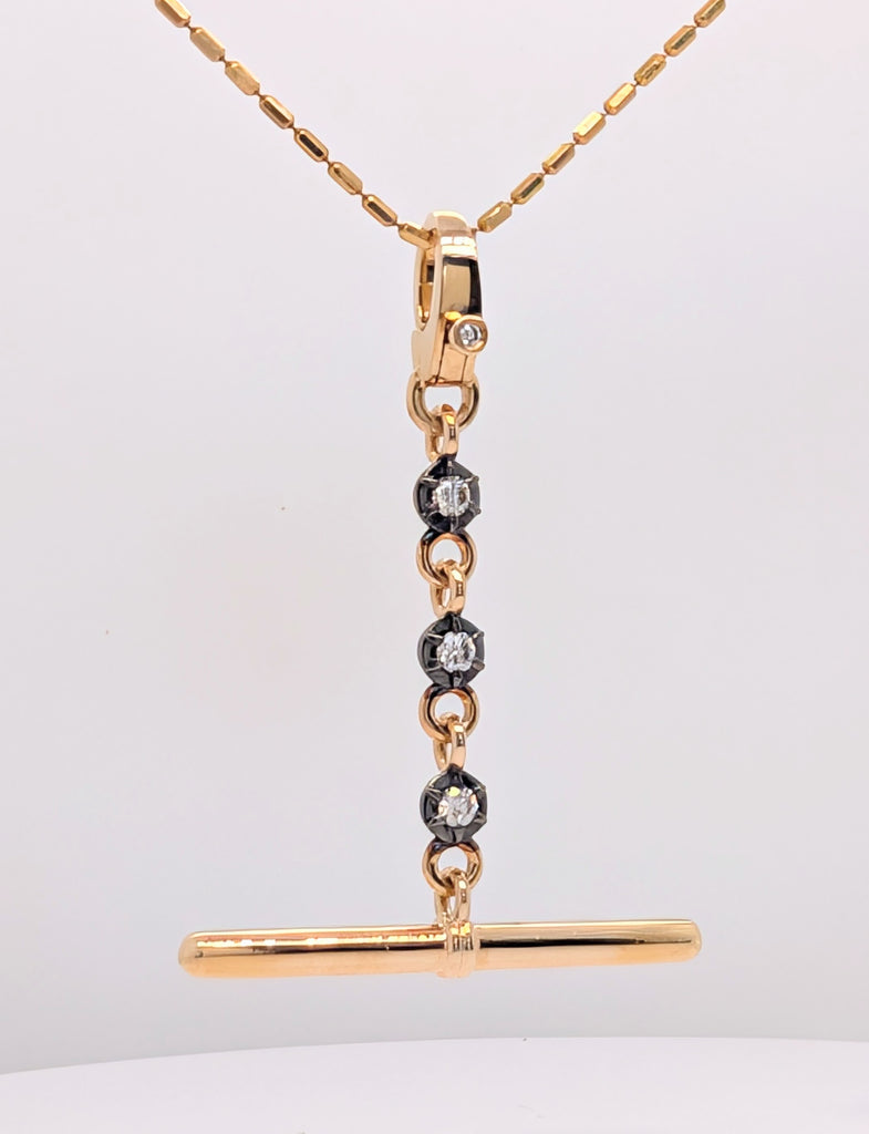 14K Yellow Gold T-Bar Charm with Amethyst in Anodized Prong Setting