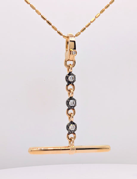 14K Yellow Gold T-Bar Charm with Amethyst in Anodized Prong Setting