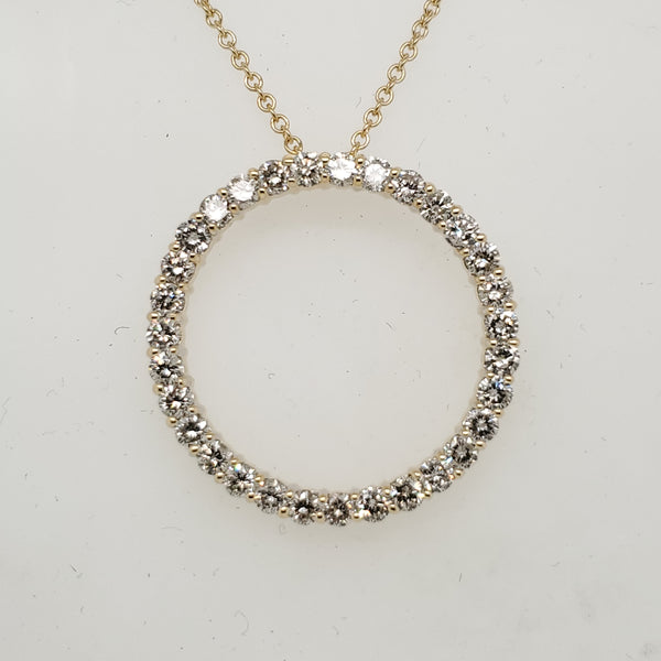 14Kt Yellow Gold And Diamond Circle Pendant