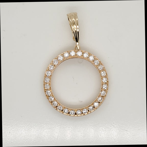 14Kt Yellow Gold And Diamond Circle Pendant
