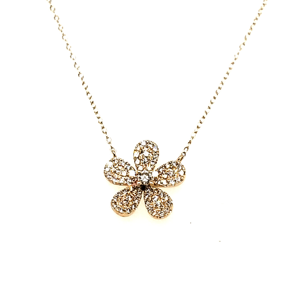 14kt Yellow Gold Flower Diamond Pendant