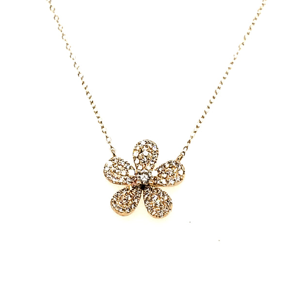 14kt Yellow Gold Flower Diamond Pendant