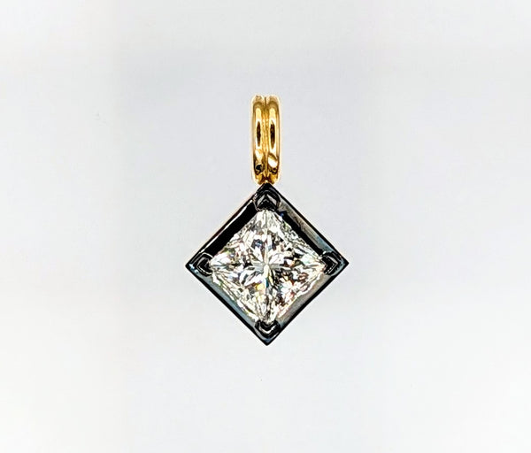 18K Yellow Gold and Black Rhodium Diamond Pendant